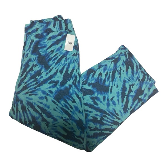 Jenni High-Rise Wide-Leg Lounge Pajama Pants Size M Ocean Aqua Tie Dye Burst - Picture 3 of 6